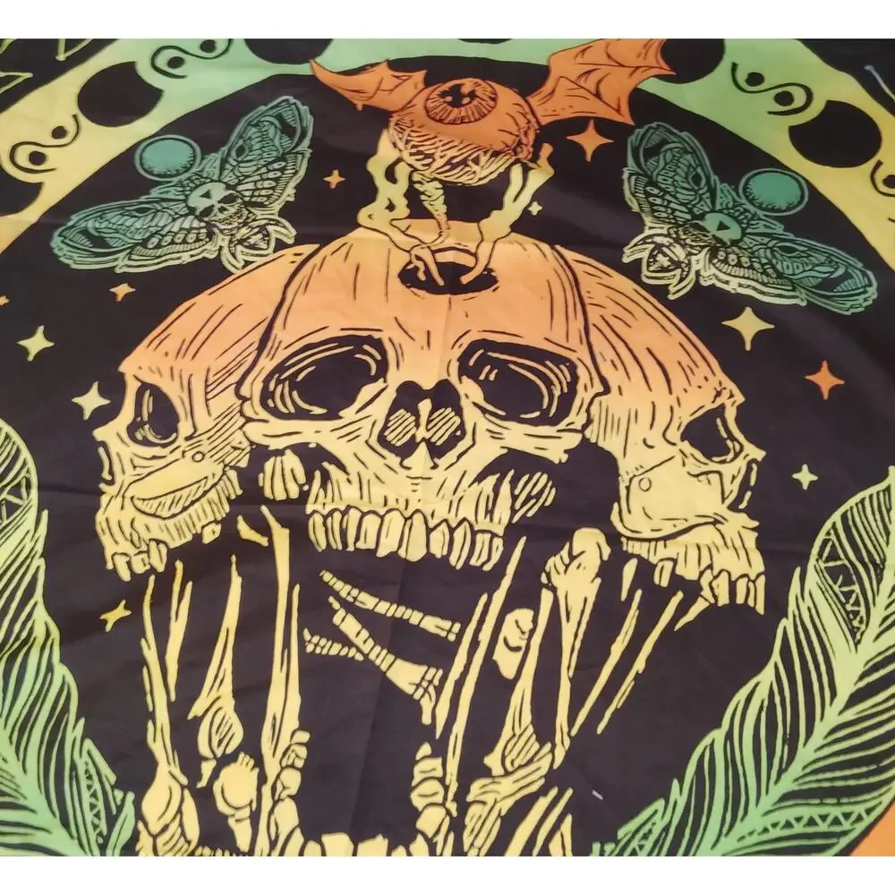 Krelymics Black Light Skull Snake Tapestry UV Reactive Glow Wall Hanging 51